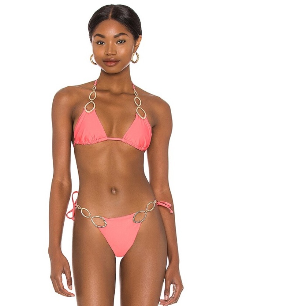 New BEACH BUNNY Kinsley Tie Side Skimpy Bikini Bottom in New Origami